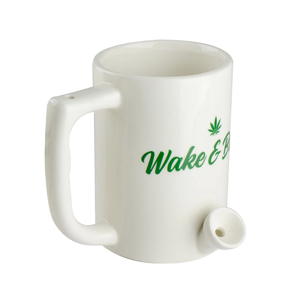 Coffee Mug Pipe with Decal - Wake & Bake
