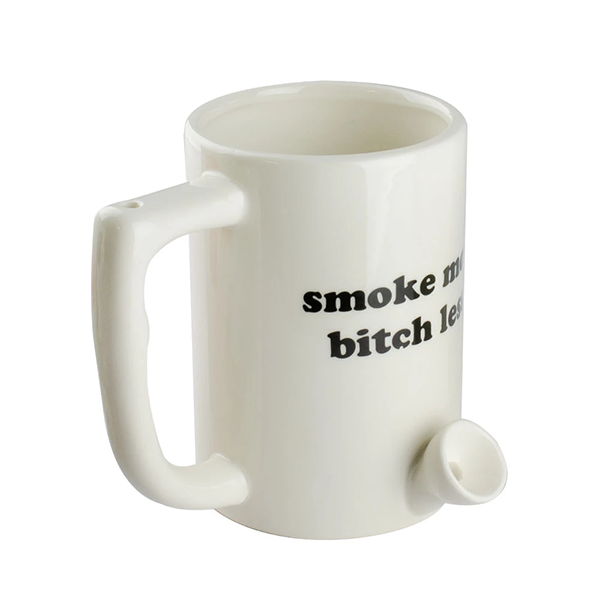 Coffee Mug Pipe with Decal - Smoke More, Bitch Less
