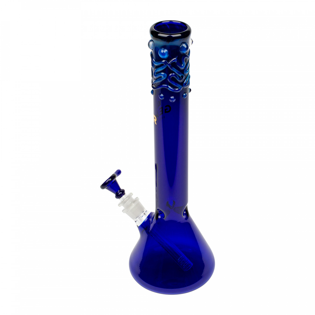 14" Tall Beaker Bong With Worked Top