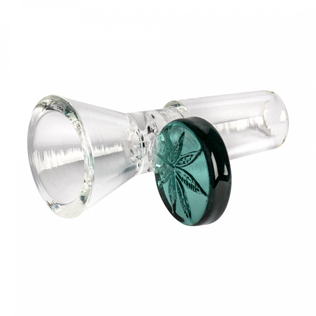 Cannabis Leaf Glass-on-Glass 14mm Pull-Out Bowl