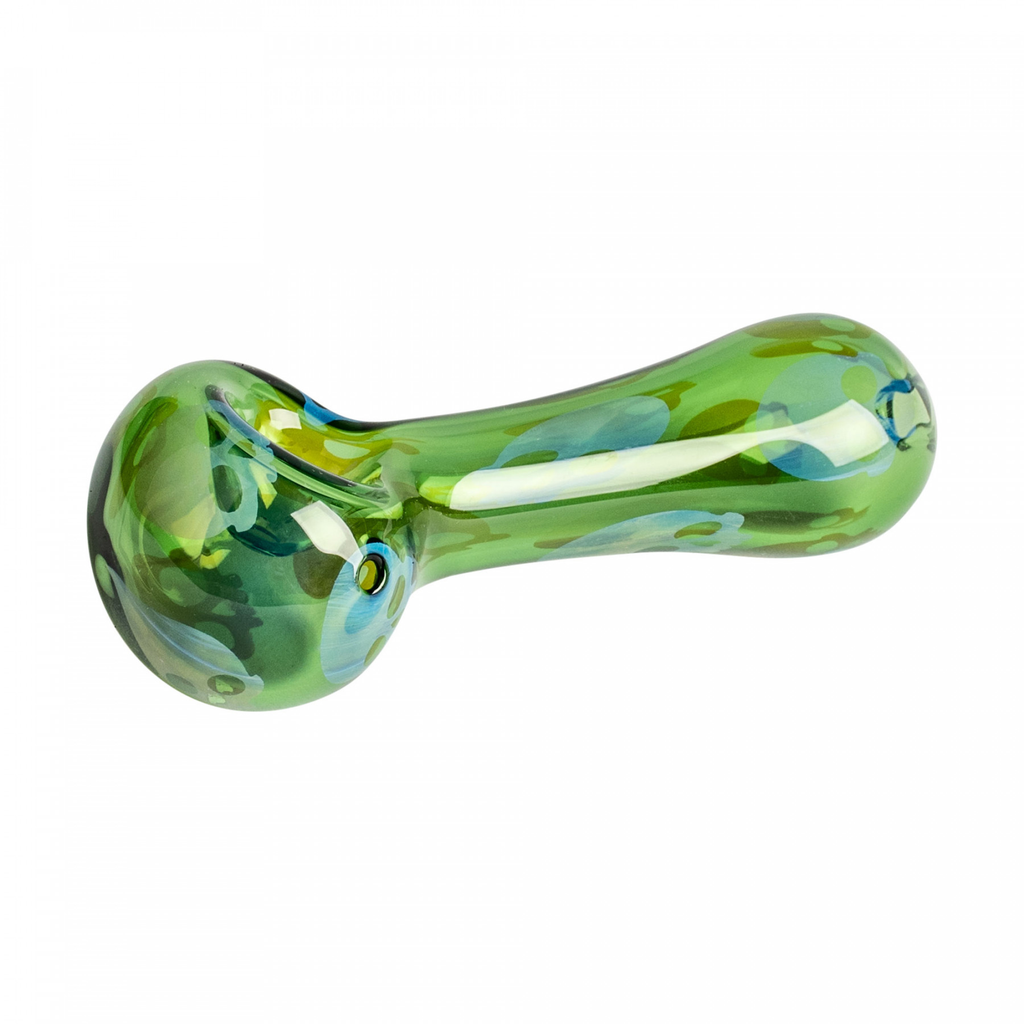 Hand Pipe with Skulls by Red Eye Glass