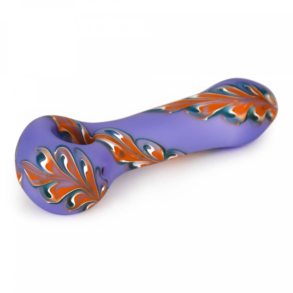 Purple Paisley Pipe with Frosted Glass