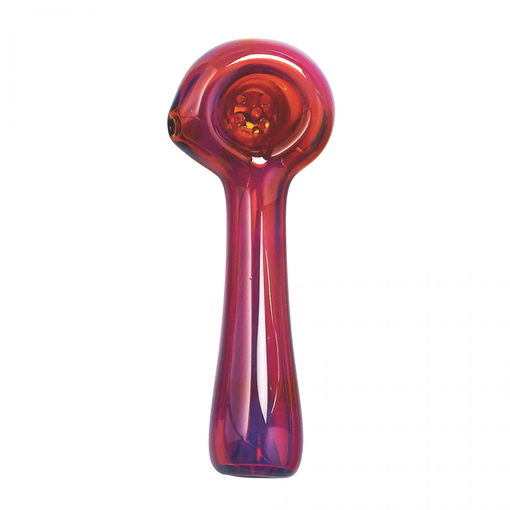 Red Eye Glass Solid Color Spoon Pipe with Built in Ash Catcher & Screen